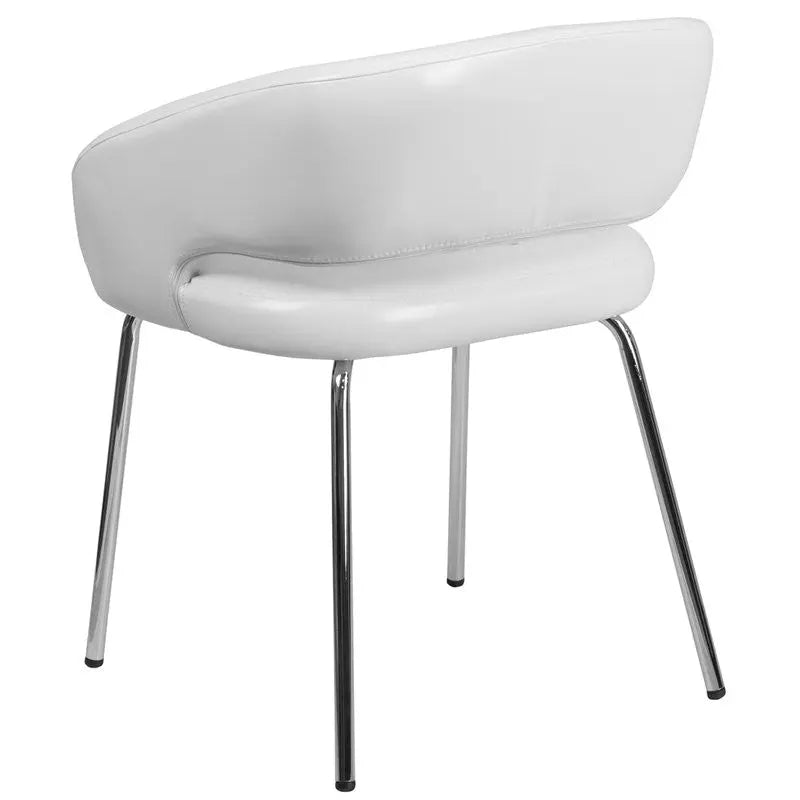 Brielle White Leather Side Office Reception/Guest Chair, Curvaceous Frame iHome Studio