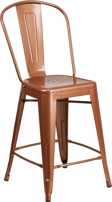 Brimmes 24"H Metal Counter Stool Copper w/Curved Vertical Slat iHome Studio