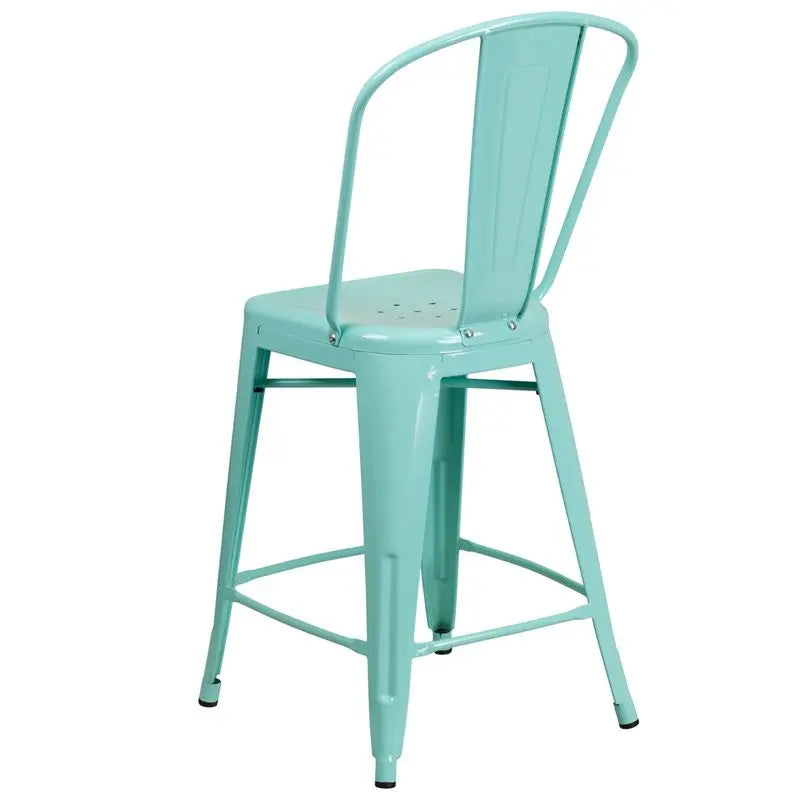 Brimmes 24"H Metal Counter Stool Mint Green w/Curved Vertical Slat iHome Studio