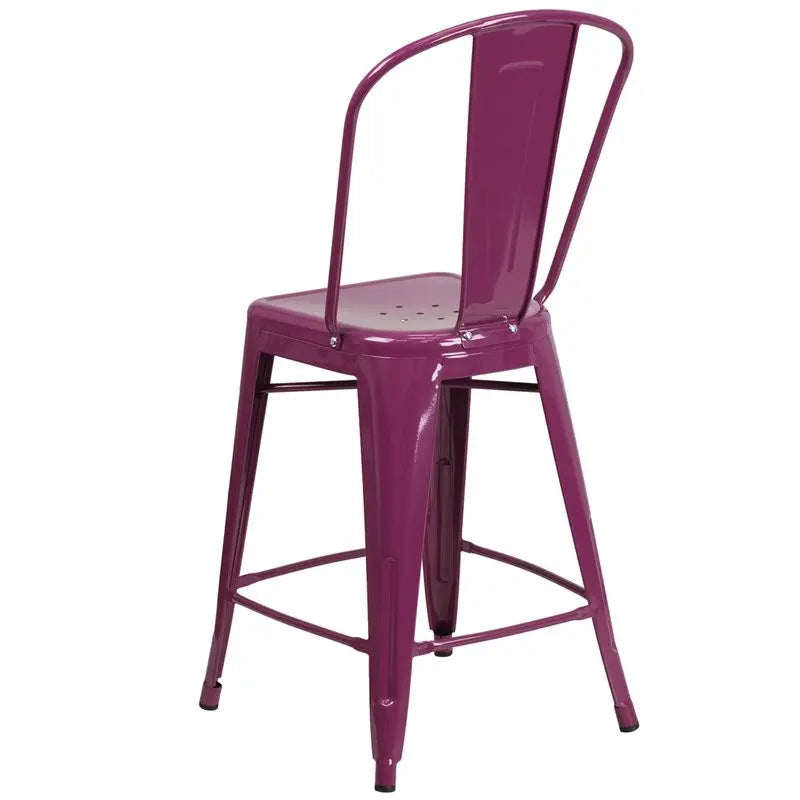 Brimmes 24"H Metal Counter Stool Purple w/Curved Vertical Slat iHome Studio