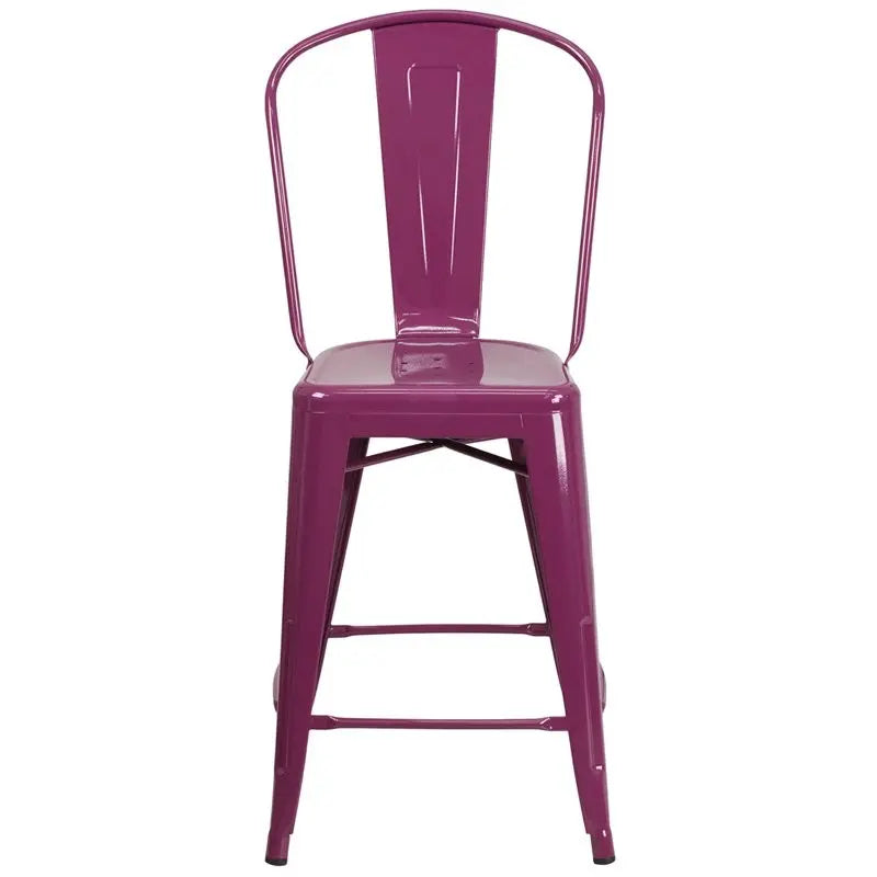 Brimmes 24"H Metal Counter Stool Purple w/Curved Vertical Slat iHome Studio