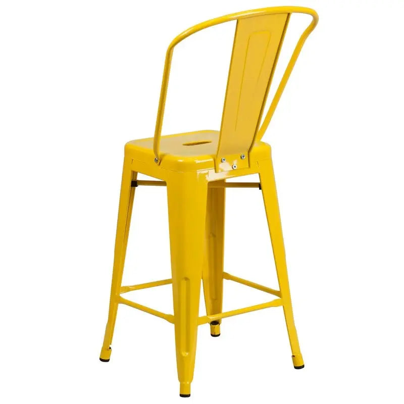 Brimmes 24"H Metal Counter Stool Yellow w/Curved Vertical Slat iHome Studio