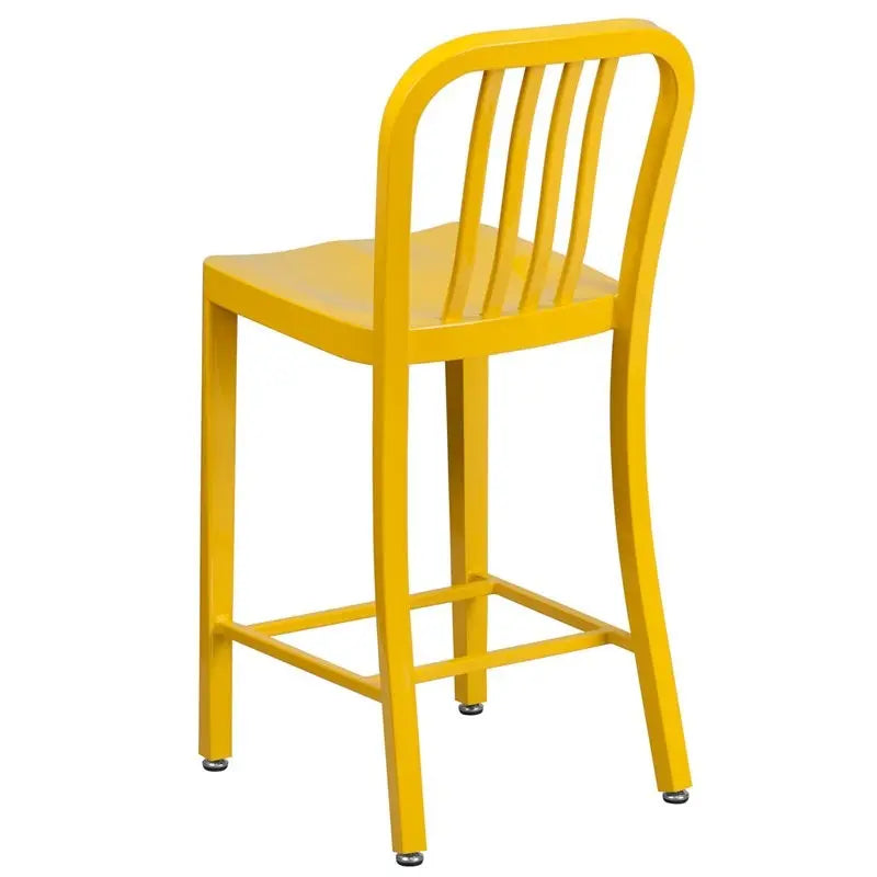 Brimmes 25"H Metal Counter Stool Yellow w/Vertical Slat Back iHome Studio