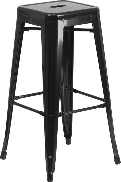 Brimmes 30"H Metal Barstool Backless Black w/Square Seat, Stackable iHome Studio