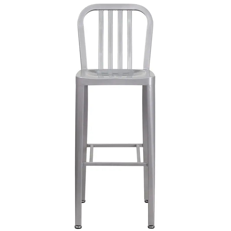 Brimmes 30"H Metal Barstool Gray w/Vertical Slat Back iHome Studio