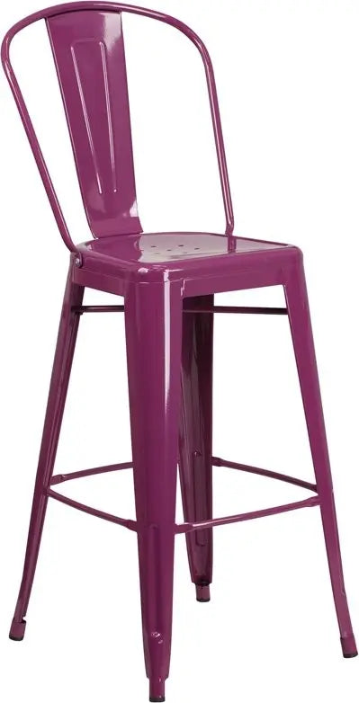 Brimmes 30"H Metal Barstool Purple w/Curved Vertical Slat iHome Studio