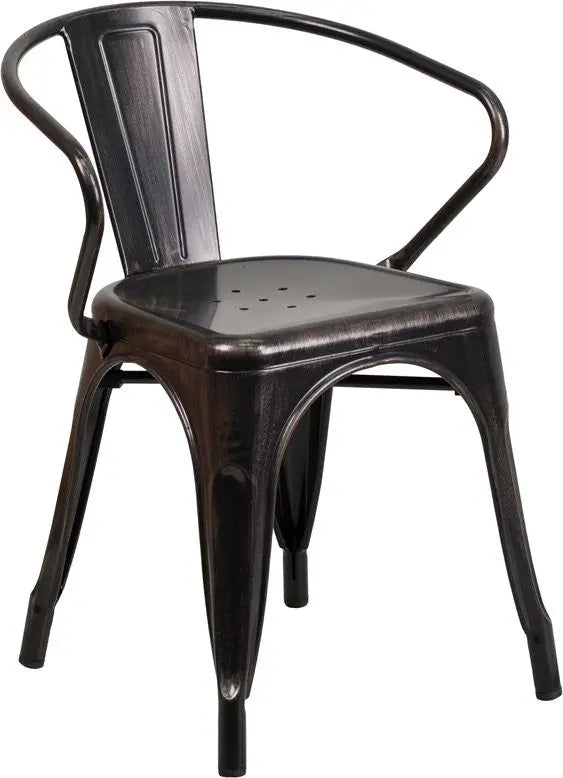 Brimmes Black-Antique Gold Metal Chair w/Vertical Slat Back & Arms iHome Studio