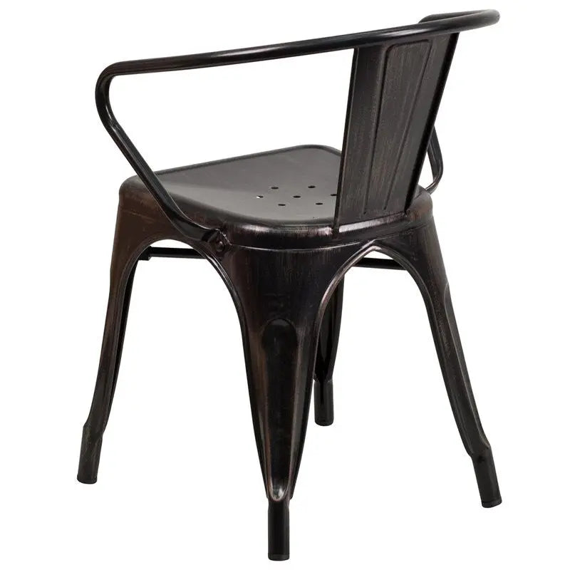 Brimmes Black-Antique Gold Metal Chair w/Vertical Slat Back & Arms iHome Studio