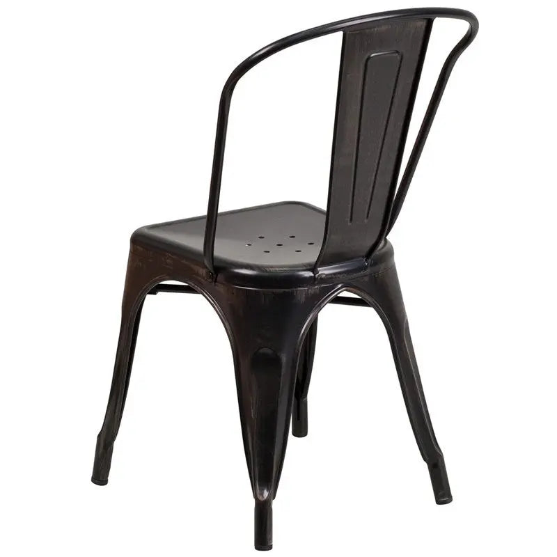 Brimmes Black-Antique Gold Metal Stackable Chair w/Vertical Slat Back iHome Studio