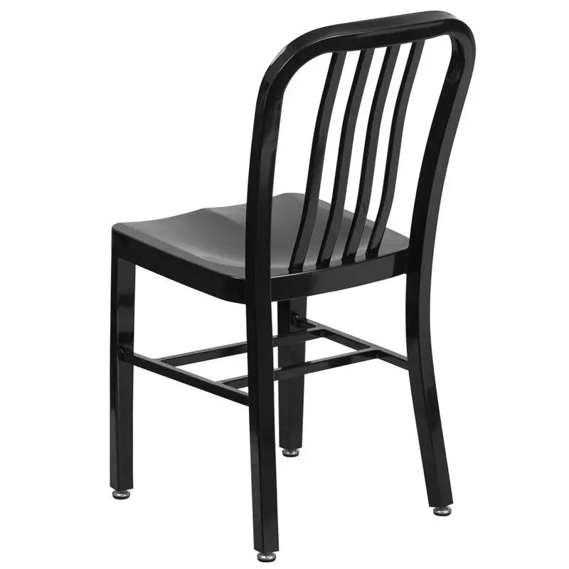 Brimmes Black Metal Chair w/Vertical Slat Back Back for Patio/Bar/Restaurant iHome Studio