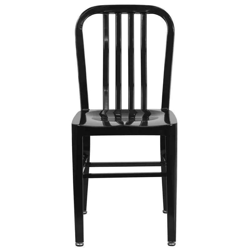 Brimmes Black Metal Chair w/Vertical Slat Back Back for Patio/Bar/Restaurant iHome Studio