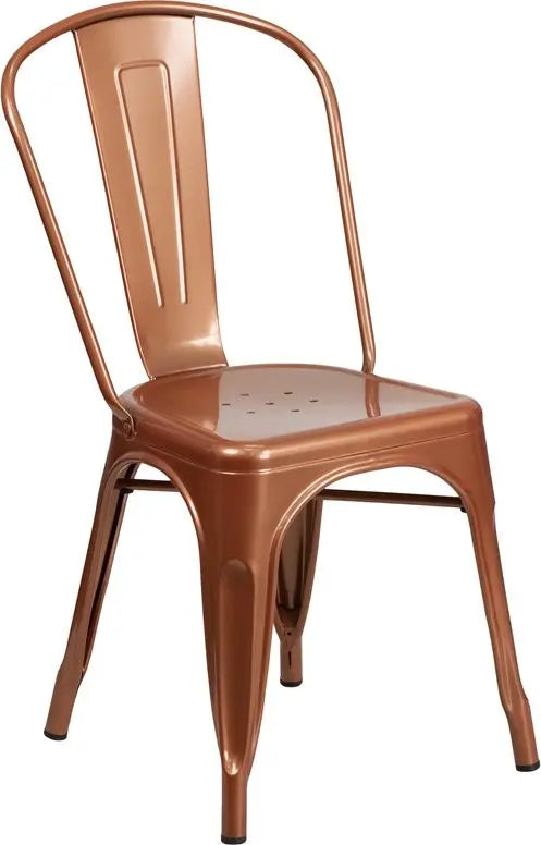 Brimmes Copper Metal Stackable Chair for Patio/Bar/Restaurant iHome Studio
