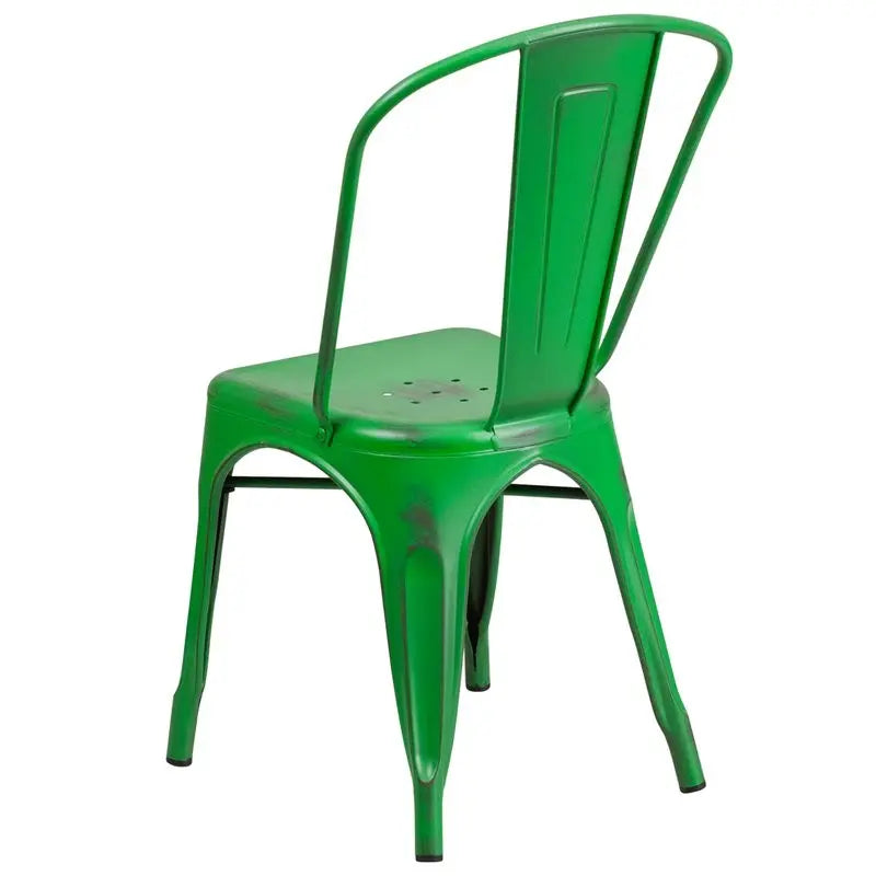 Brimmes Distressed Green Metal Stackable Chair for Patio/Bar/Restaurant iHome Studio