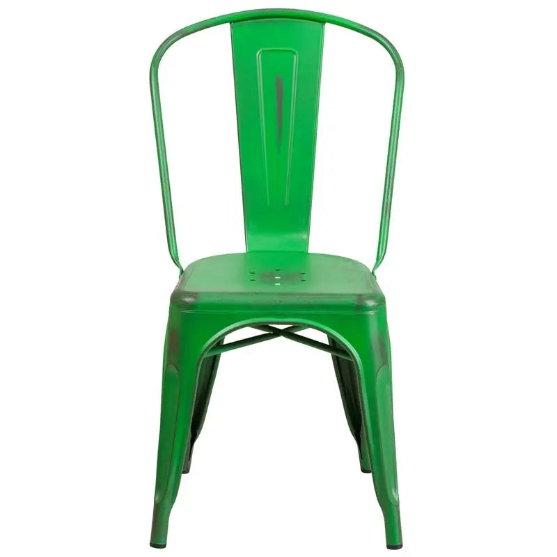 Brimmes Distressed Green Metal Stackable Chair for Patio/Bar/Restaurant iHome Studio
