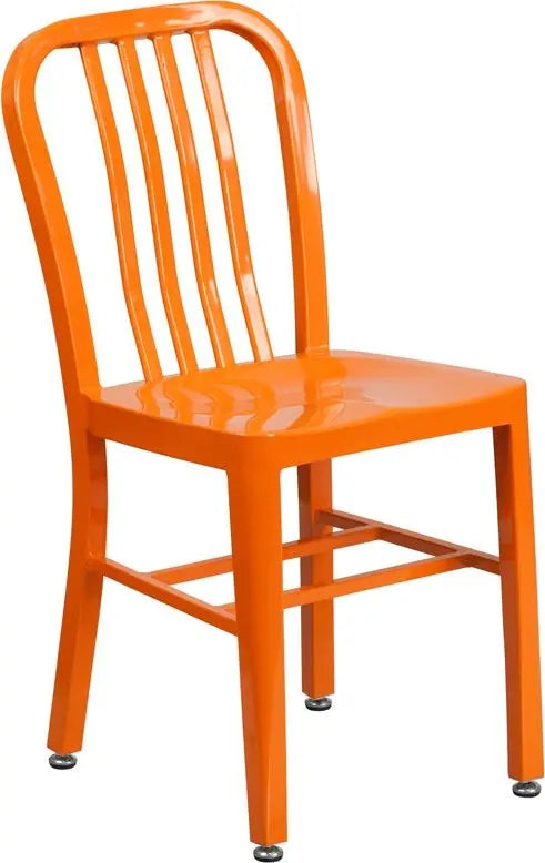 Brimmes Orange Metal Chair w/Vertical Slat Back Back for Patio/Bar/Restaurant iHome Studio