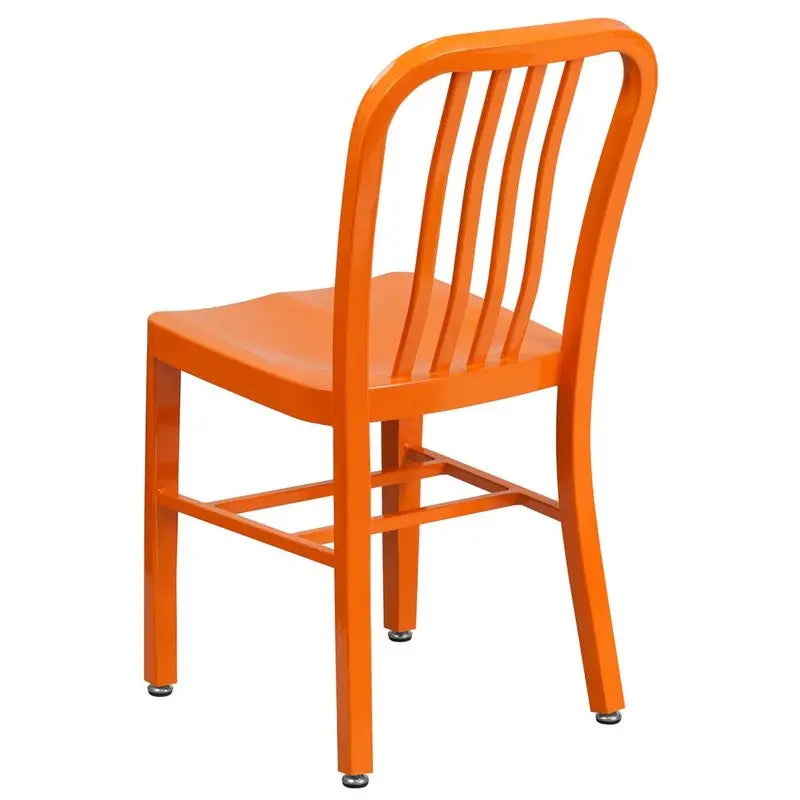 Brimmes Orange Metal Chair w/Vertical Slat Back Back for Patio/Bar/Restaurant iHome Studio