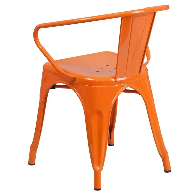 Brimmes Orange Metal Chair w/Vertical Slat Back & Arms for Patio/Bar/Restaurant iHome Studio