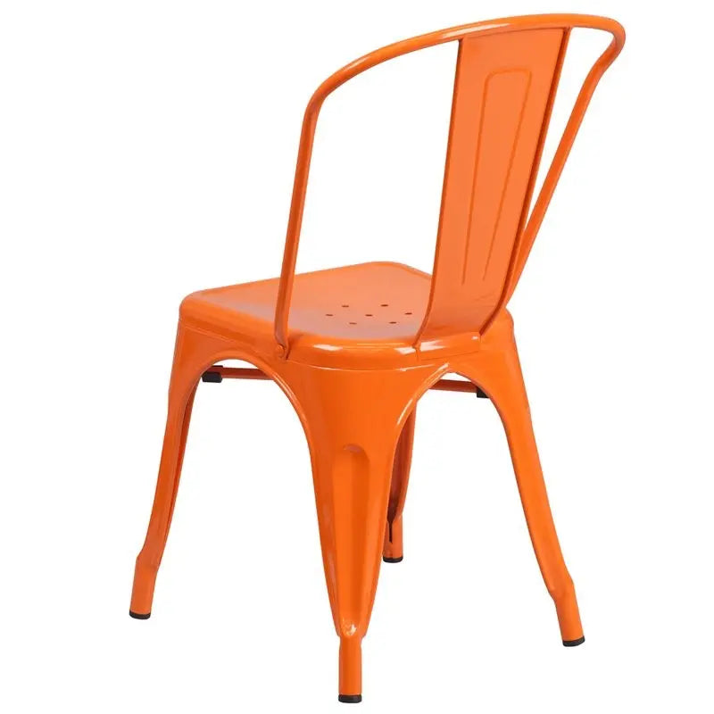 Brimmes Orange Metal Stackable Chair w/Vertical Slat Back for Patio/Bar iHome Studio