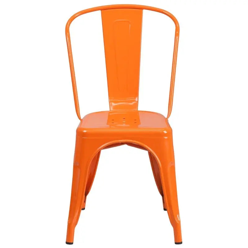 Brimmes Orange Metal Stackable Chair w/Vertical Slat Back for Patio/Bar iHome Studio