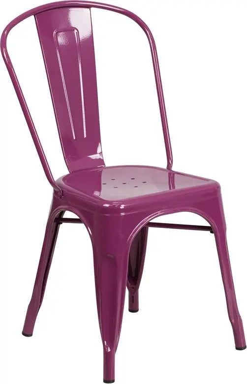 Brimmes Purple Metal Stackable Chair for Patio/Bar/Restaurant iHome Studio