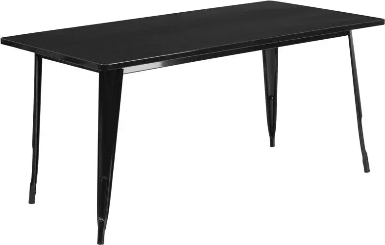 Brimmes Rectangular 31.5'' x 63'' Black Metal Table for Patio/Bar iHome Studio