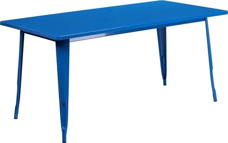 Brimmes Rectangular 31.5'' x 63'' Blue Metal Table for Patio/Bar iHome Studio