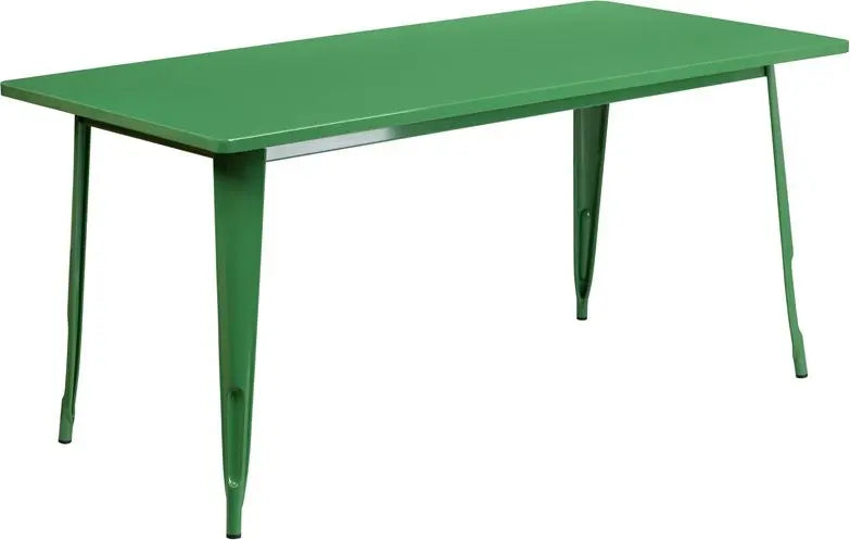 Brimmes Rectangular 31.5'' x 63'' Green Metal Table for Patio/Bar iHome Studio
