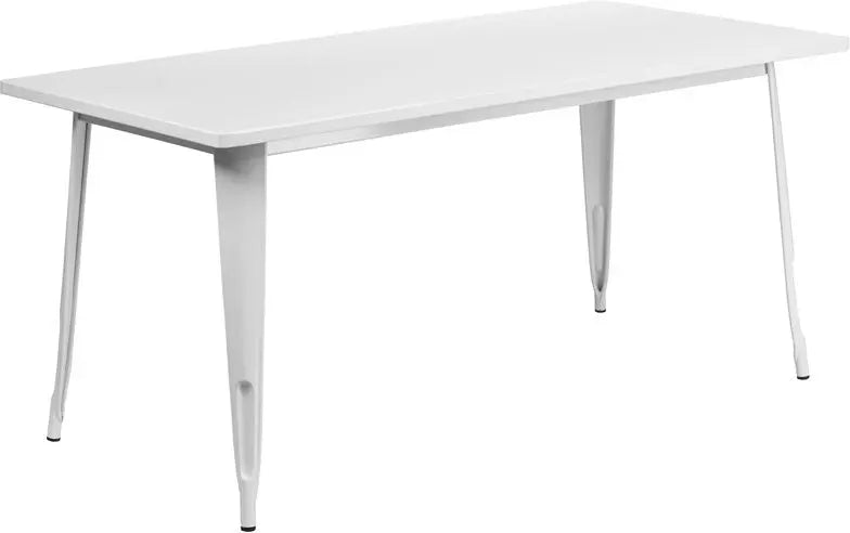 Brimmes Rectangular 31.5'' x 63'' White Metal Table for Patio/Bar iHome Studio