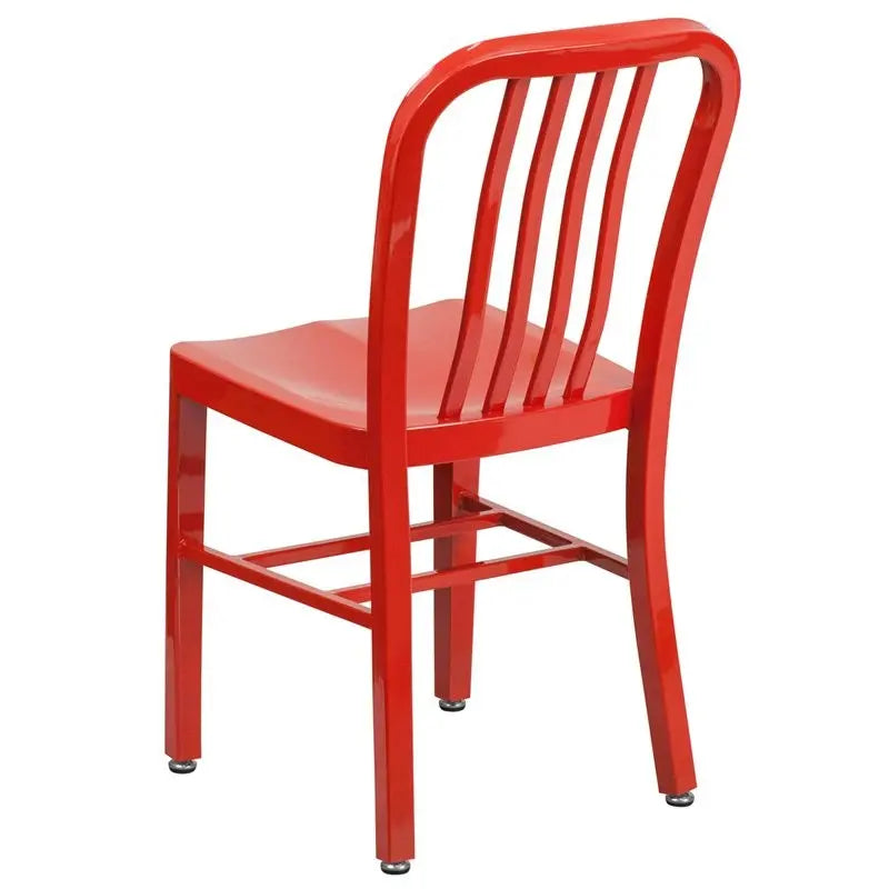 Brimmes Red Metal Chair w/Vertical Slat Back Back for Patio/Bar/Restaurant iHome Studio