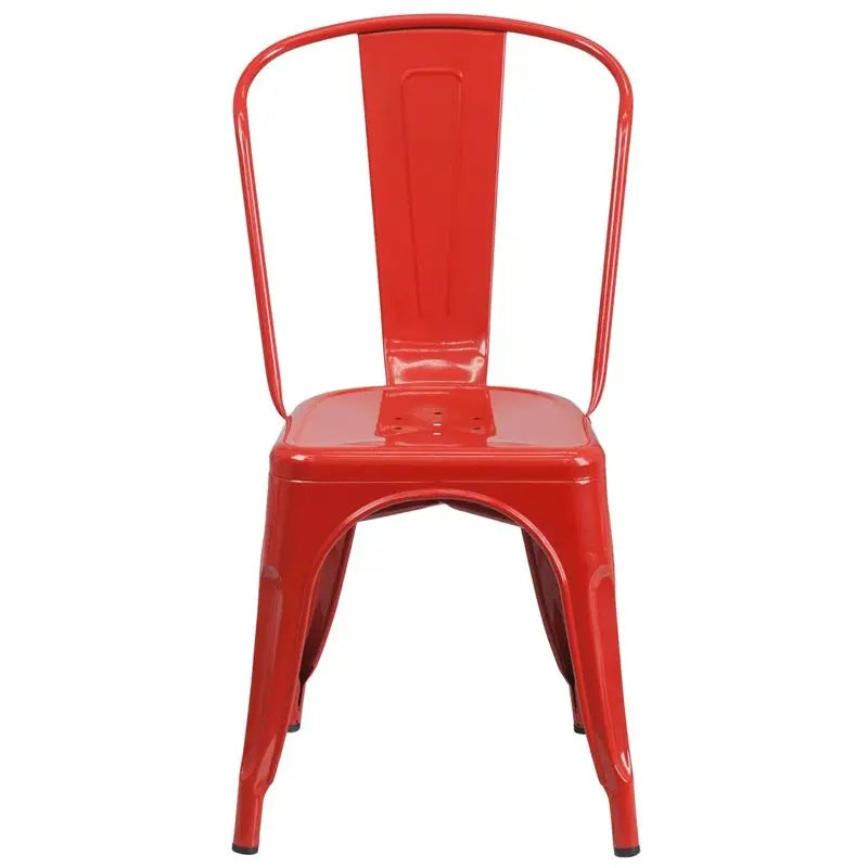 Brimmes Red Metal Stackable Chair w/Vertical Slat Back for Patio/Bar/Restaurant iHome Studio
