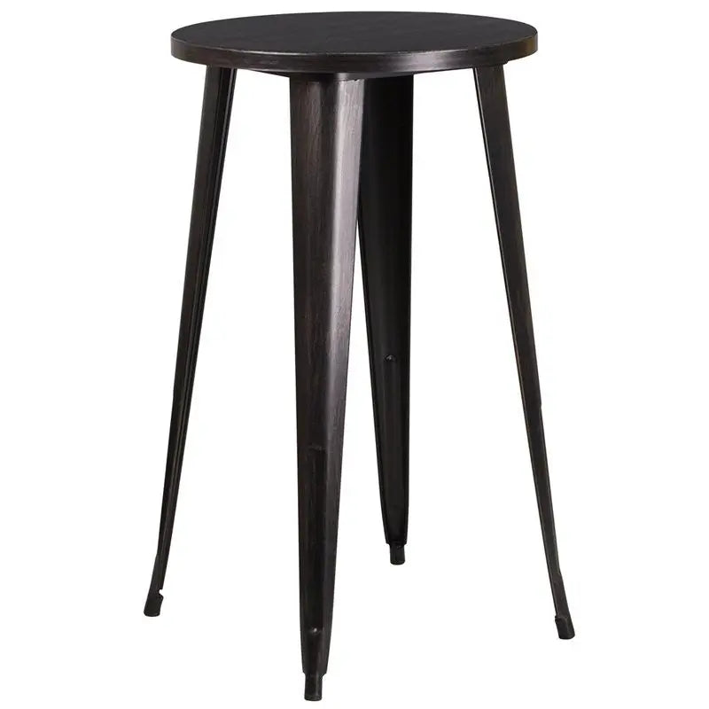 Brimmes Round 24'' Black-Antique Gold Metal Bar Height Table for Patio/Bar iHome Studio