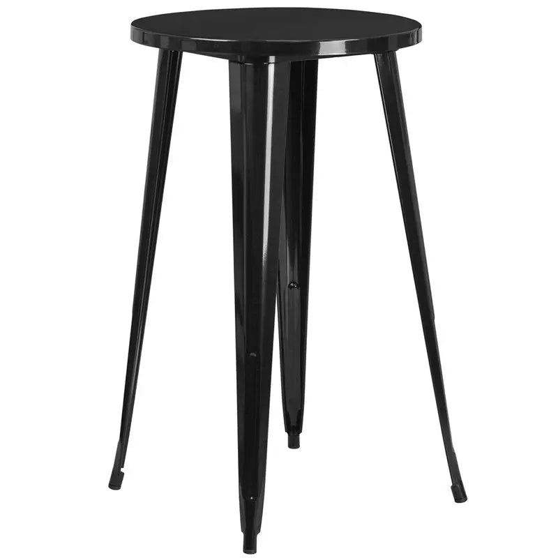 Brimmes Round 24'' Black Metal Bar Height Table for Patio/Bar iHome Studio