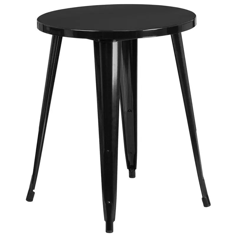 Brimmes Round 24'' Black Metal Table for Patio/Bar iHome Studio