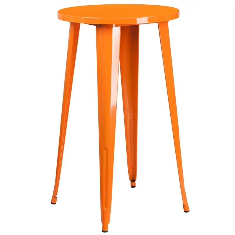 Brimmes Round 24'' Orange Metal Bar Height Table for Patio/Bar iHome Studio