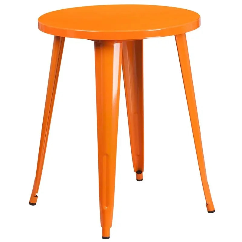Brimmes Round 24'' Orange Metal Table for Patio/Bar iHome Studio