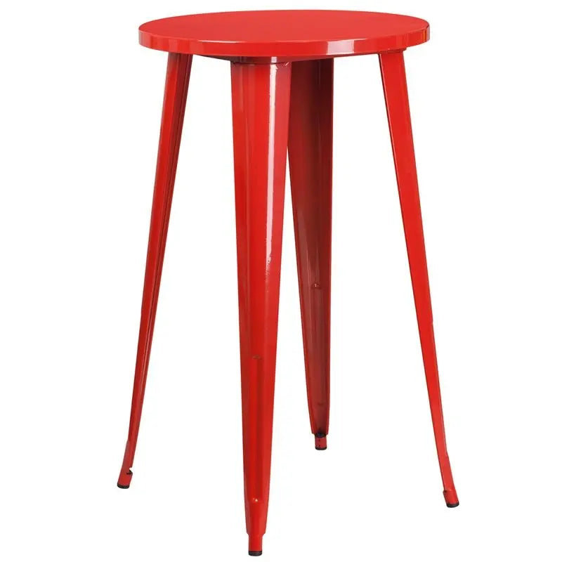 Brimmes Round 24'' Red Metal Bar Height Table for Patio/Bar iHome Studio