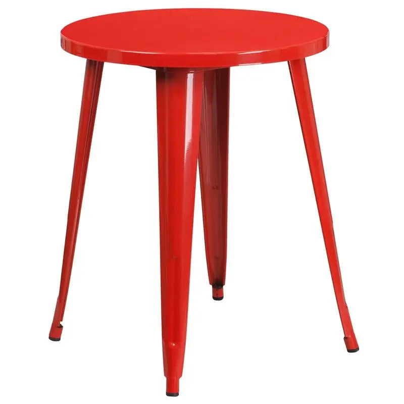 Brimmes Round 24'' Red Metal Table for Patio/Bar iHome Studio