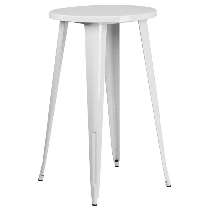 Brimmes Round 24'' White Metal Bar Height Table for Patio/Bar iHome Studio
