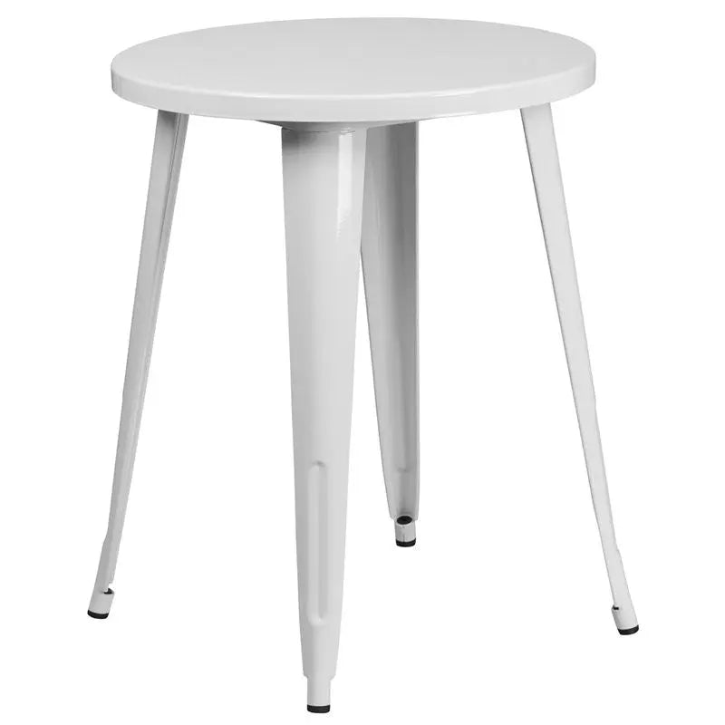Brimmes Round 24'' White Metal Table for Patio/Bar iHome Studio