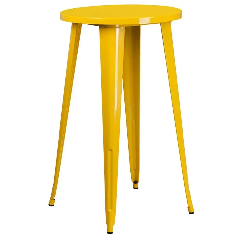 Brimmes Round 24'' Yellow Metal Bar Height Table for Patio/Bar iHome Studio