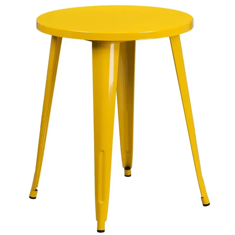 Brimmes Round 24'' Yellow Metal Table for Patio/Bar iHome Studio