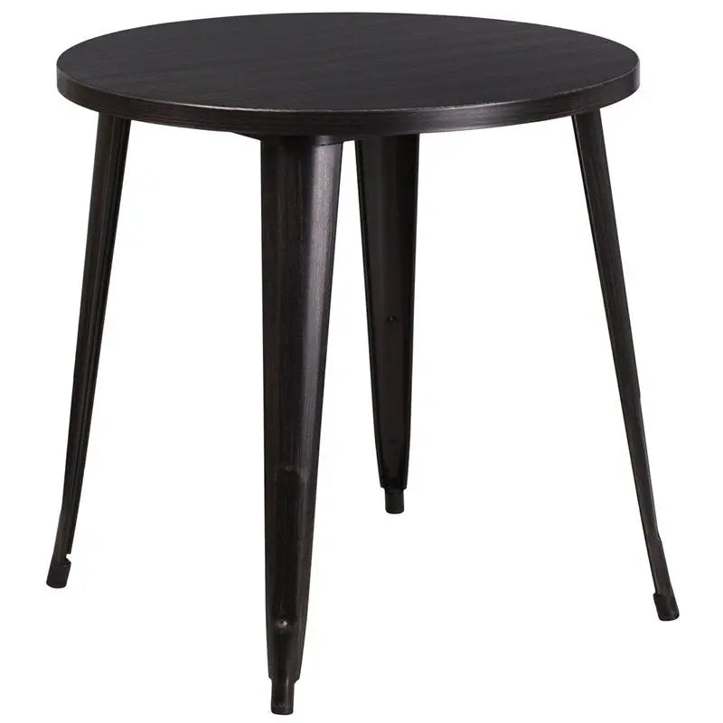 Brimmes Round 30'' Black-Antique Gold Metal Table for Patio/Bar iHome Studio