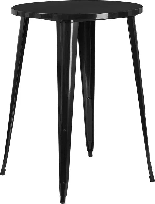 Brimmes Round 30'' Black Metal Bar Height Table for Patio/Bar iHome Studio