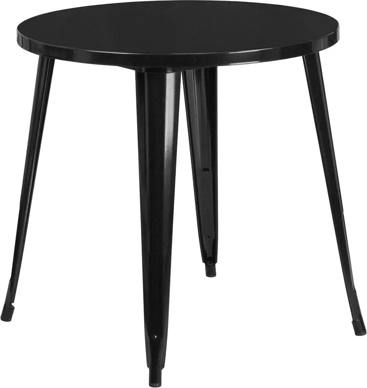 Brimmes Round 30'' Black Metal Table for Patio/Bar iHome Studio