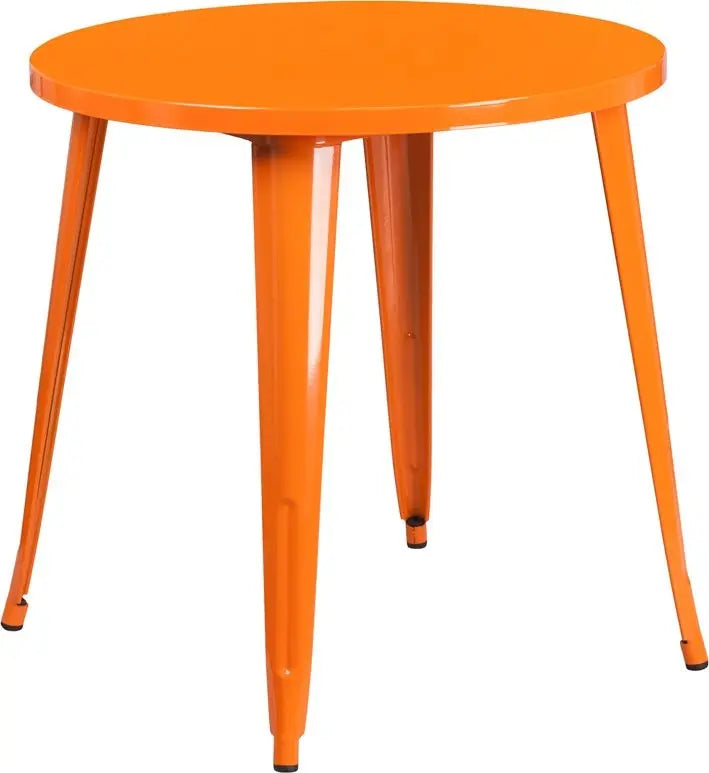 Brimmes Round 30'' Orange Metal Table for Patio/Bar iHome Studio