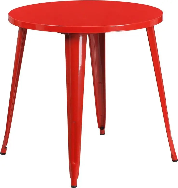 Brimmes Round 30'' Red Metal Table for Patio/Bar iHome Studio