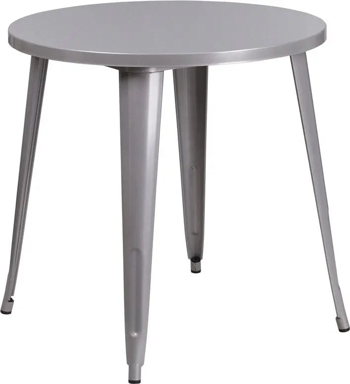 Brimmes Round 30'' Silver Metal Table for Patio/Bar iHome Studio