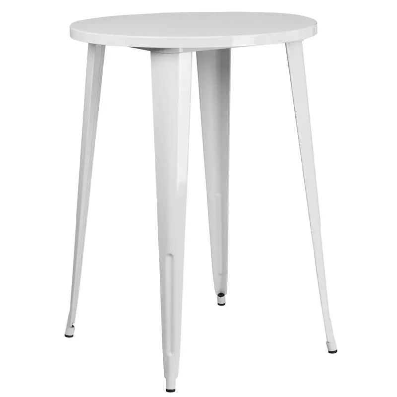 Brimmes Round 30'' White Metal Bar Height Table for Patio/Bar iHome Studio