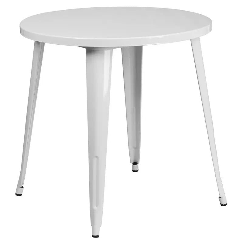 Brimmes Round 30'' White Metal Table for Patio/Bar iHome Studio