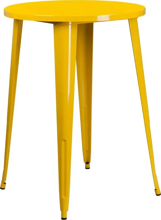 Brimmes Round 30'' Yellow Metal Bar Height Table for Patio/Bar iHome Studio